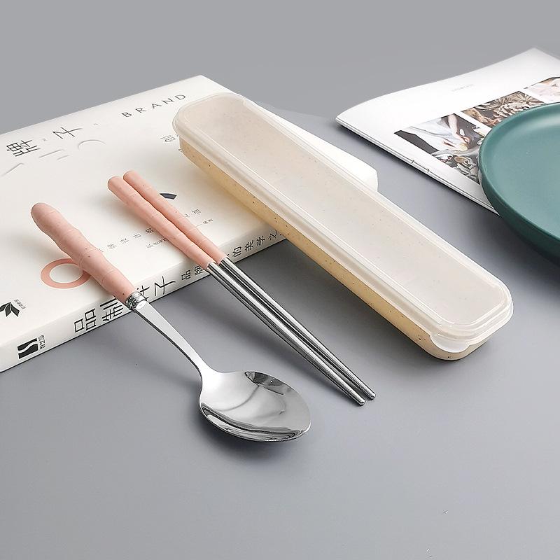 Set di posate ecologiche in paglia di grano: Cucchiaio, Forchetta e Bacchette in Giunto di Bambù - Ideali per Viaggio, Casa, Hotel o come Regalo.