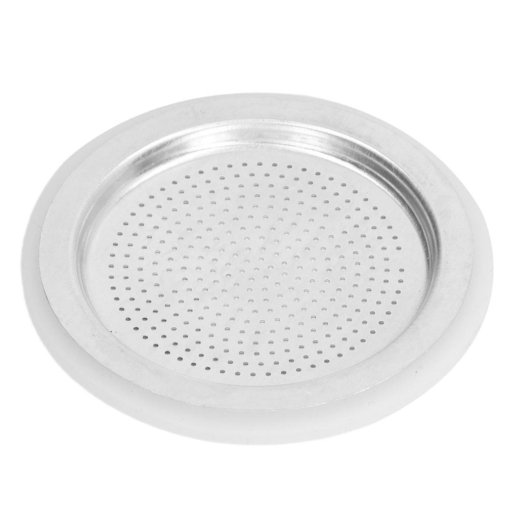 Anillo de Sellado del Filtro de Cafetera y Juego de Filtros Disco de Filtro de Aluminio Reutilizable para Hacer Café para 6 Personas