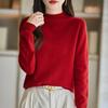 Women's Slimming Wool Sweater - Half High Neck, Long Sleeve, Loose Velvet Pullover, Versatile Knitwear for Autumn/Winter.