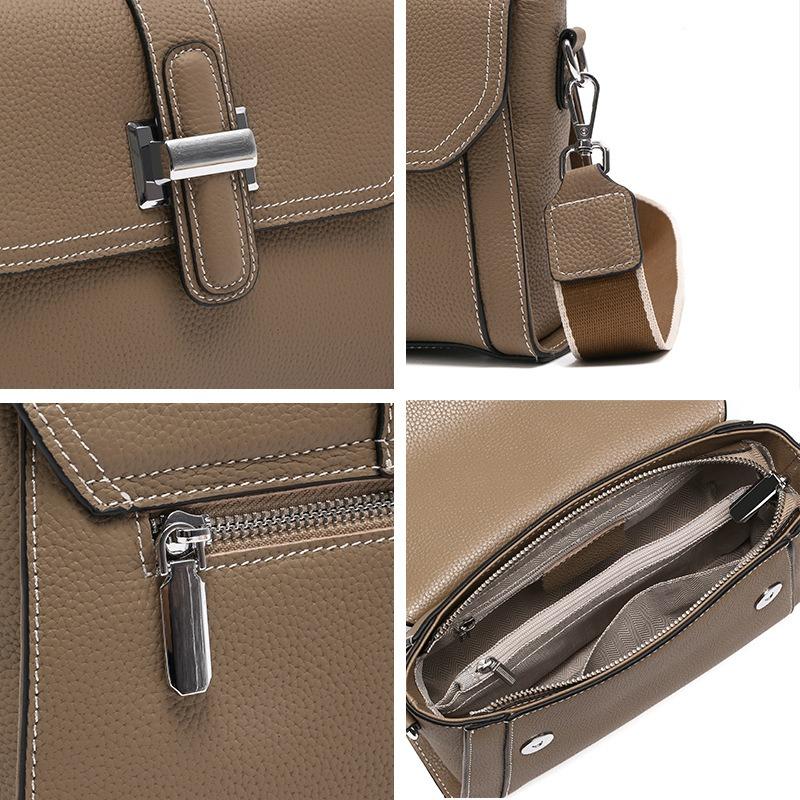 Leather women's bag messenger bag new first-layer cowhide versatile commuter retro shoulder bag simple trend