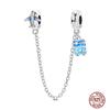 Star Moon Slide Safety Chains Charms 925 Sterling copper Heart Evil eyes Silicone Spacer Beads Fit Original Bracelet DIY Zircon