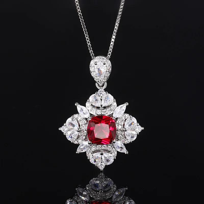 Elegant Crystal Embellished Flower Ring and Necklace with Adjustable Ring Size for Women Available In Blue Green Red Colors