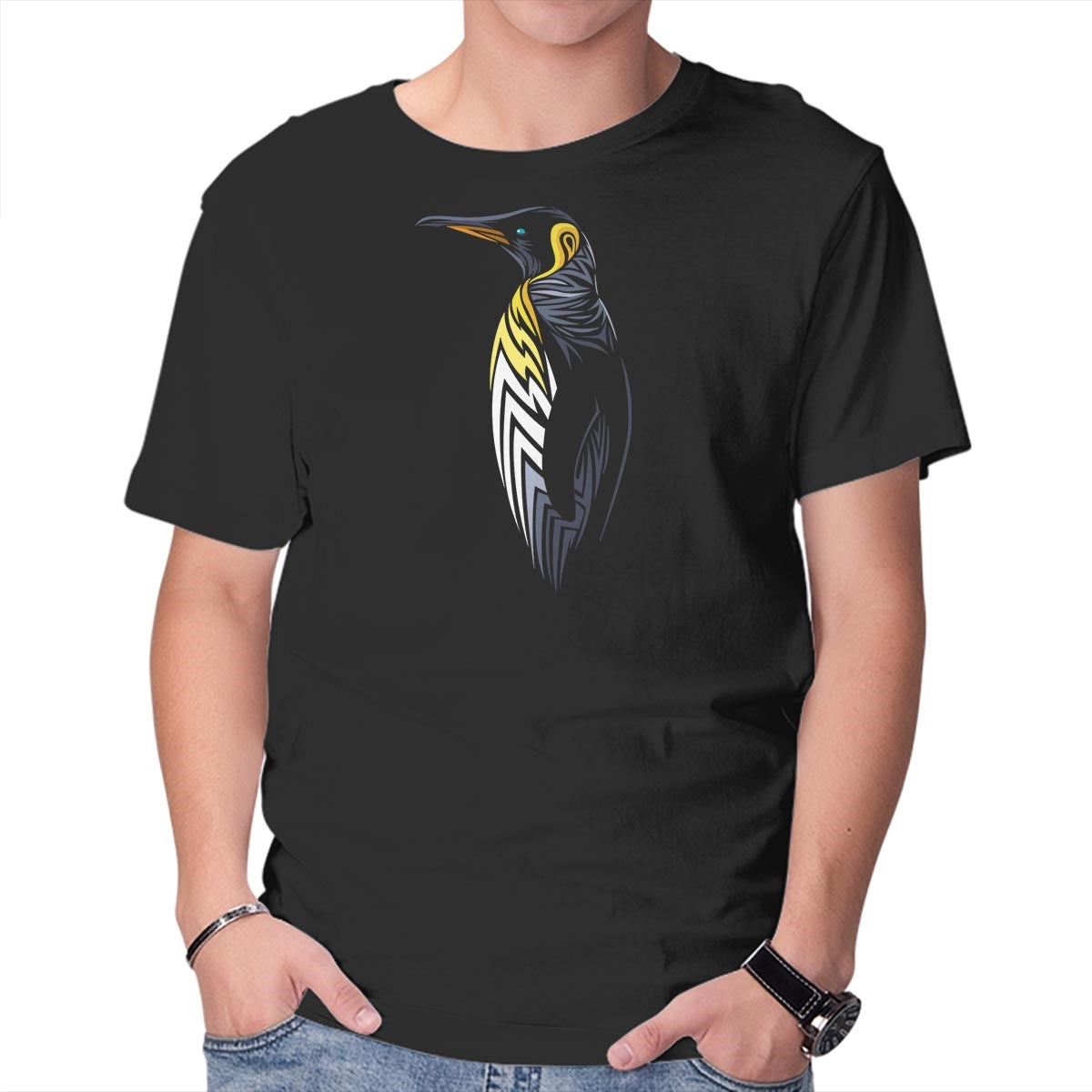 Unisex Crew Neck T-Shirt Tribal Penguin Graphic Short Sleeve Casual Tee XL