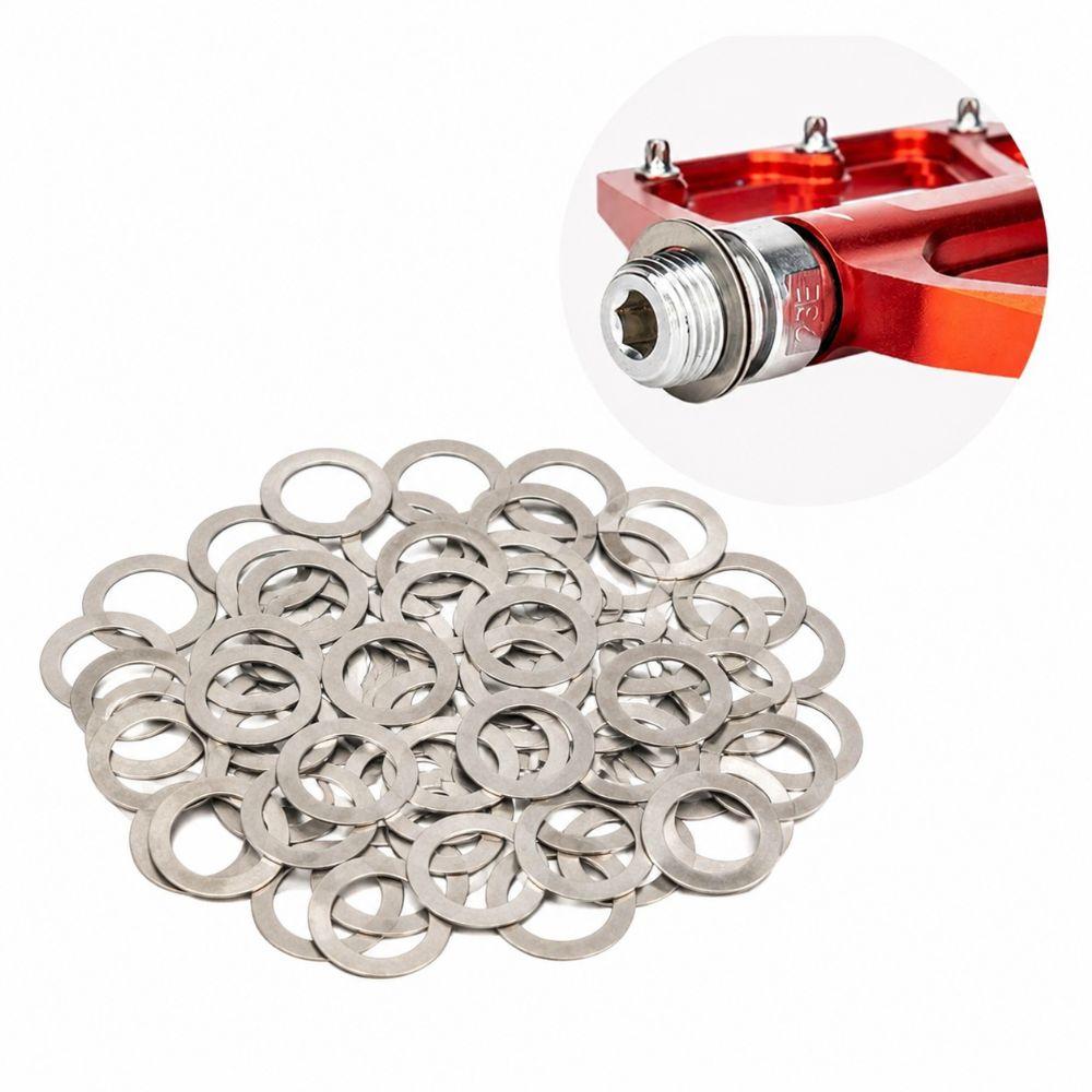 50PCS 304 Stainless Steel Bike Pedal Washers Silver Pedal Gasket Replacement  9/16 Inch Pedals