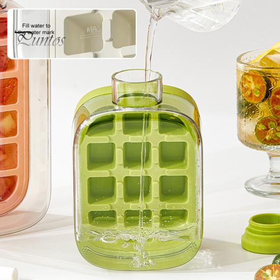 Eiswürfelschale für Wasserflaschen, zum Kaltpressen, 2-in-1-Eiswürfelform und Wasserkocher, schnelle Eisherstellung, tragbare Flasche, leicht zu lösende Silikonform, berührungsloser Gefrierbecher