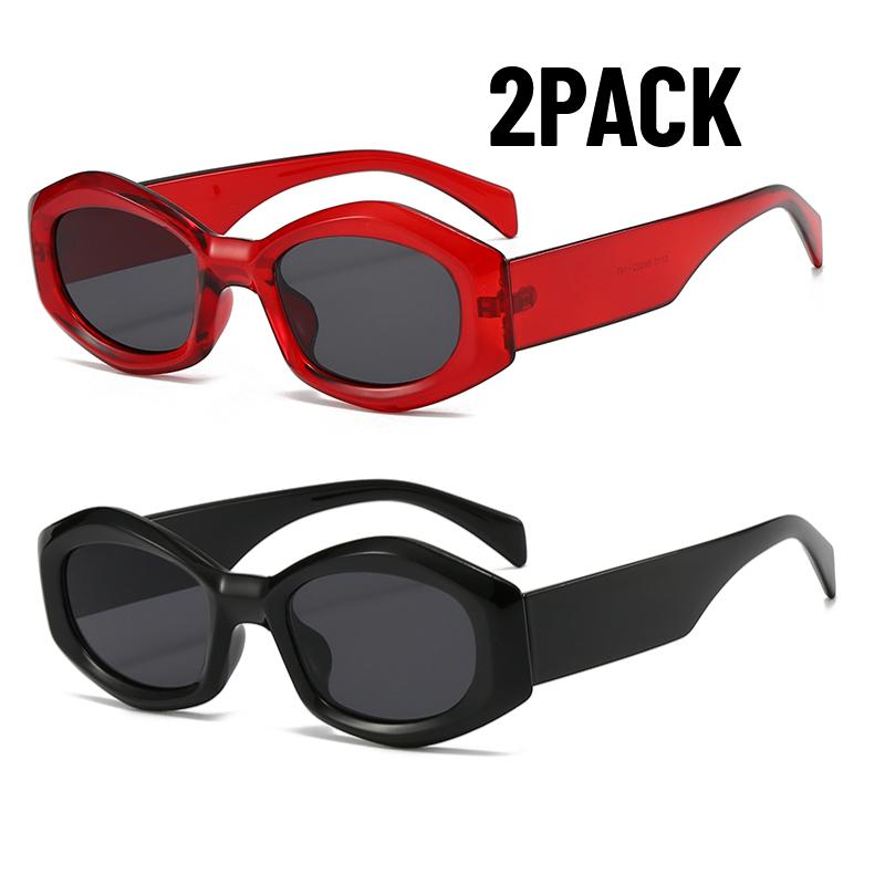 2PACK New Year Gift Sunglasses Woman Vintage Cat Eye Design Sun Glasses Female Spotrs Personality Cool Retro Pink Black UV400