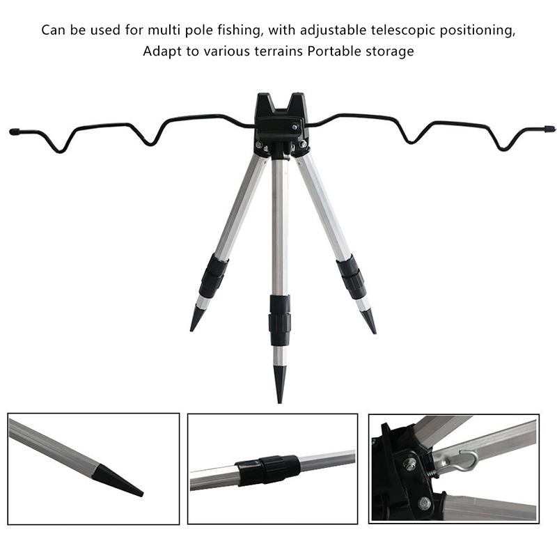 1Pc Telescopic Bracket Holder Sea Pole Support Frame 3-Fold Aluminum Alloy Fishing Rod Rest Base Load-Bearing Tripod Stand
