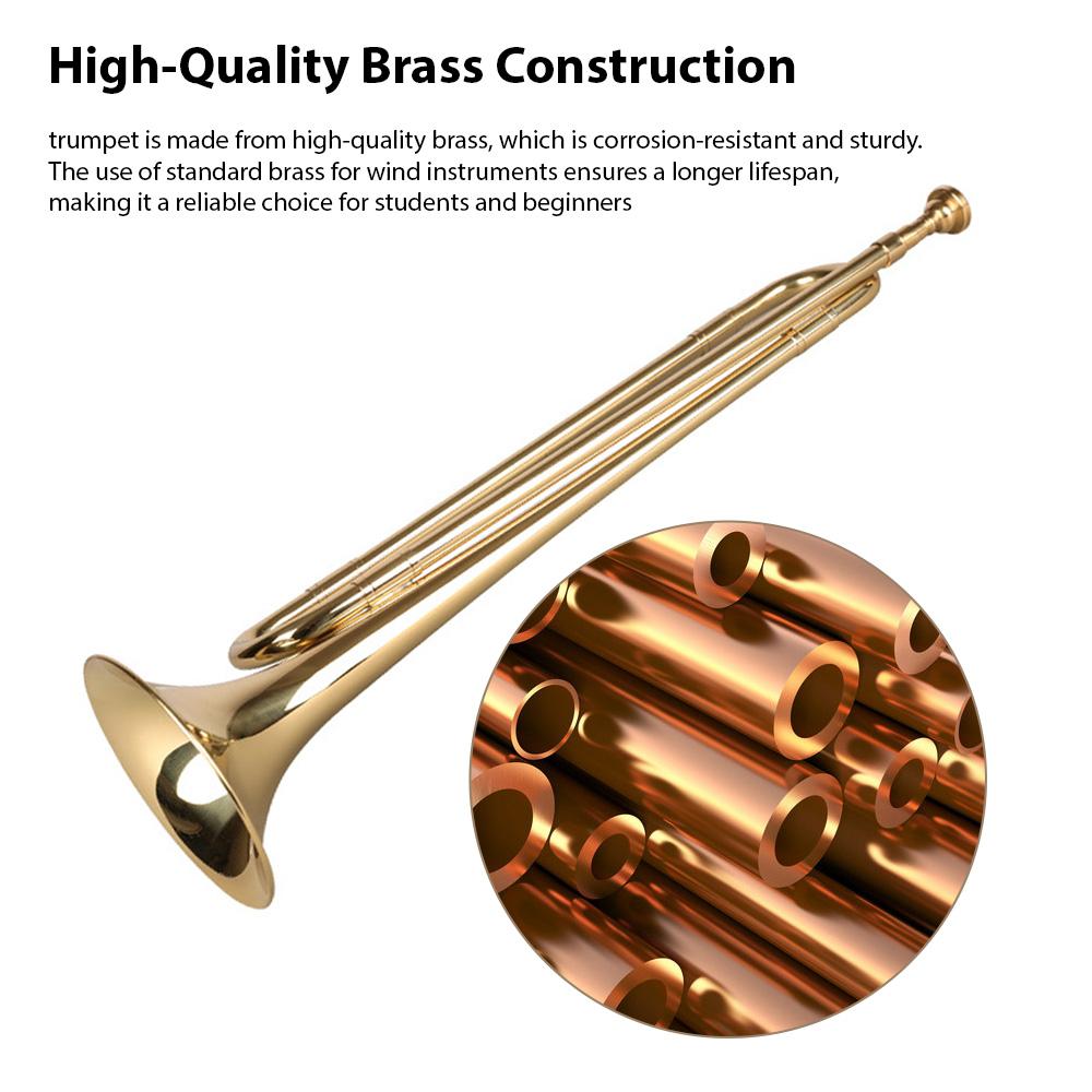Brass Trumpet Bb Flat Bugle with Mouthpiece Orchestra Music Instrument Gold Lacquer Finish for