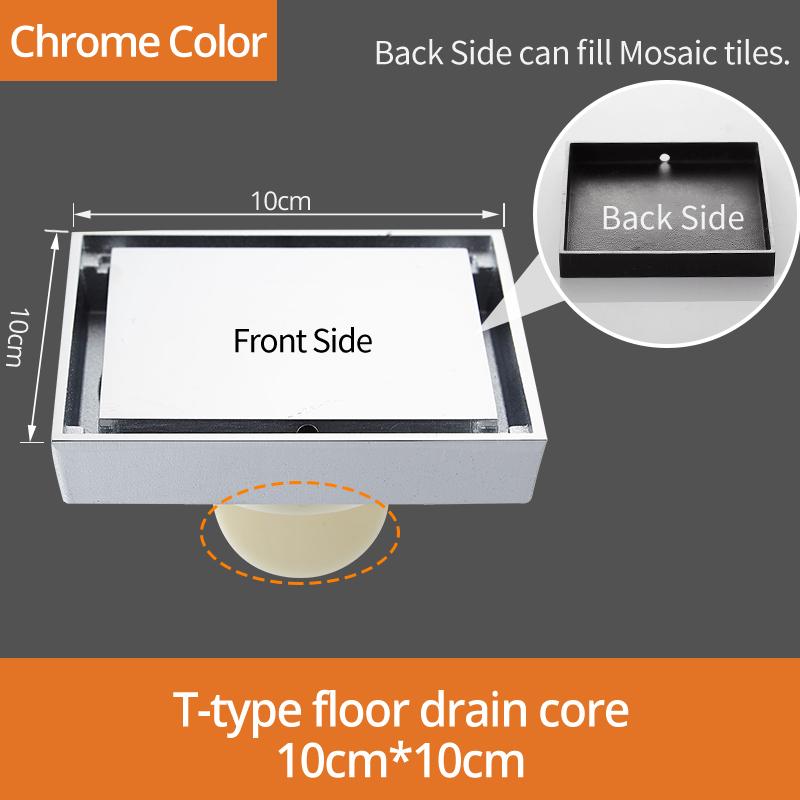 Floor Drains 10cm Square Shower Drain Brass Floor Drain Trap Waste Grate With Hair Strainer Bathroom Shower Accessories 811525