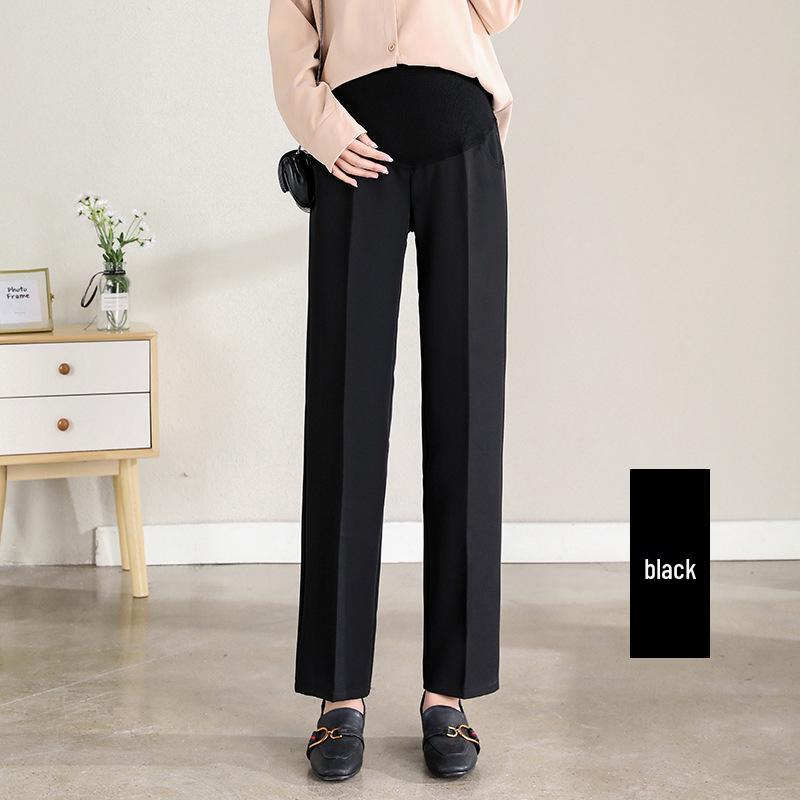 Year-Round Maternity Straight-Leg Suit Pants - Professional Plus Size with Velvet Option