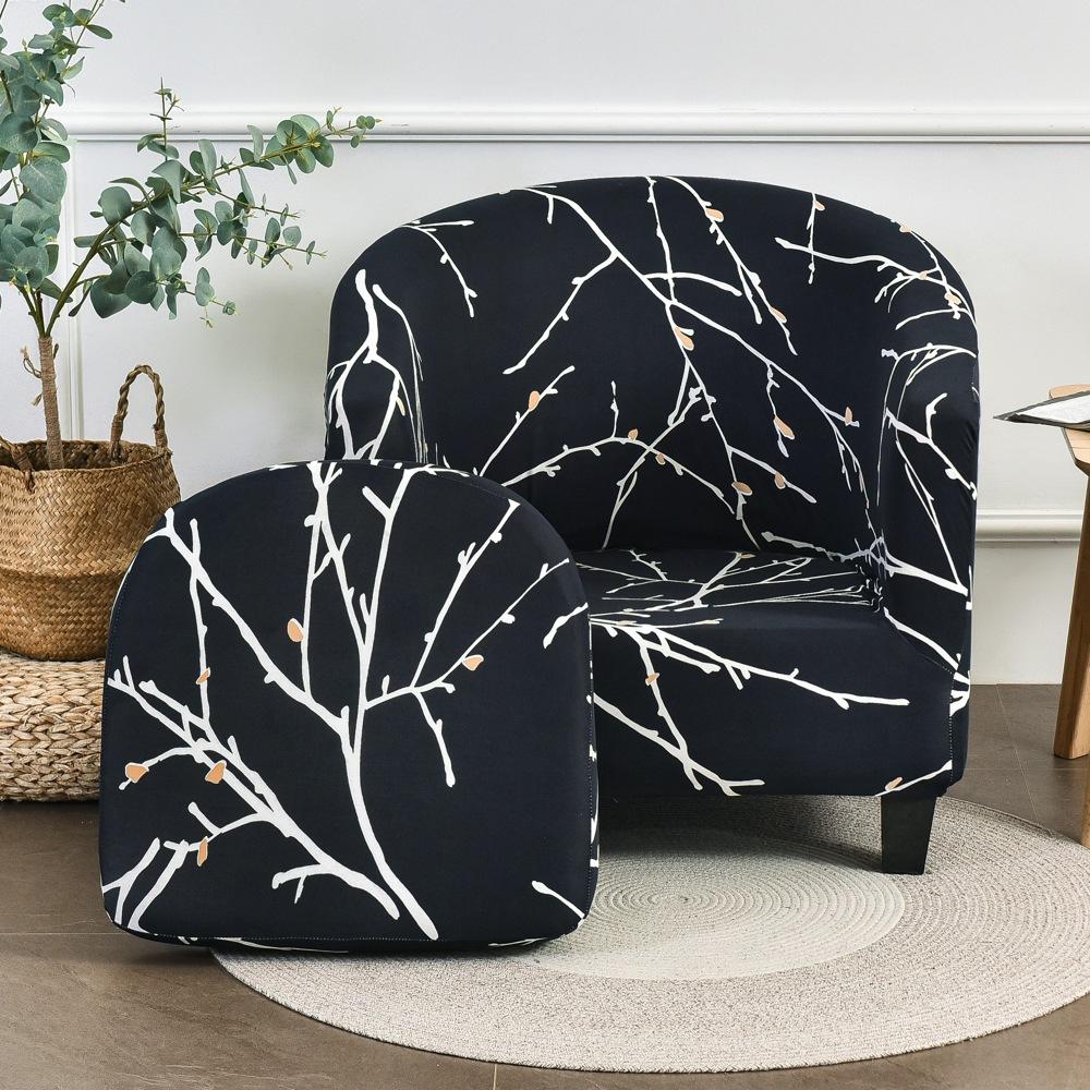 Printing Single Club Chair Cover Sofa Cover Full-covering Protective Cover Semi-circular Bathtub-shaped Sofa Cover Cushion
