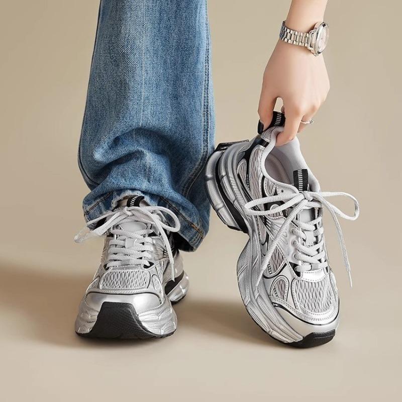 Silver dad shoes women's spring and summer new thick-soled breathable light and not tired feet casual shoes sports shoes women's shoes trend