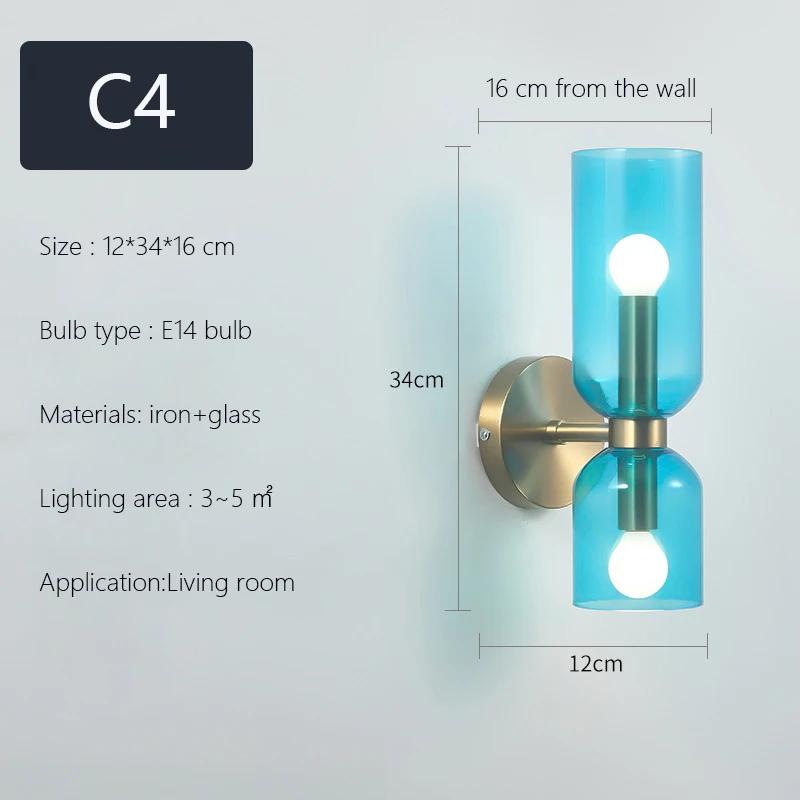 Glass Modern Wall Lamp Fixtures Creative Bedroom Bedside LED Wall Decor Sconce Light Lighting for Bedroom Living Room Home Decor