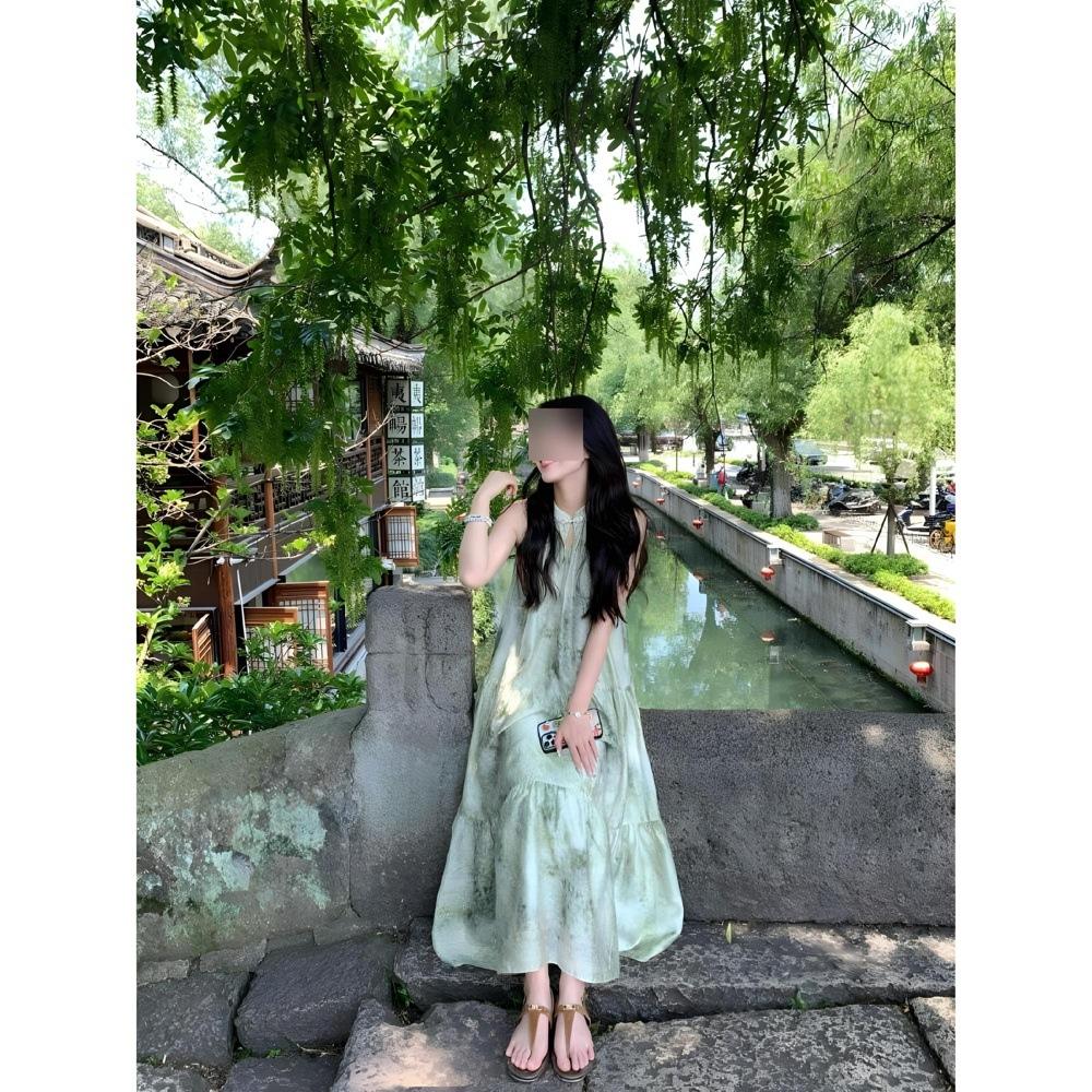 

Платье на шею женское летнее универсальное новое маленькое приморский отпуск темперамент красивое платье XL- (recommended 110-60kg)