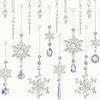 16 Pack 2D Christmas Tree Ornaments Colorful Acrylic Snowflake and Icicle Hanging Decorations for Holiday Xmas Tree