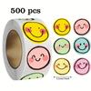 500pcs Colorful Smile Face Paper Labels - Round, Assorted Colors (Yellow, Pink, Green, Blue, Purple) for Teachers, Parents