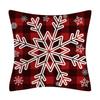 Black and Red Plaid Christmas Linen Pillowcase Elk Snowman Home Decoration Pillowcase Sofa Pillowcase