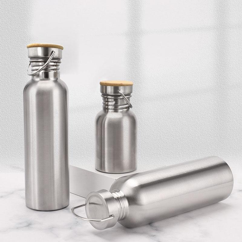 Stainless Steel Water Bottle with Bamboo Lid, BPA Free Portable Sports Flask for Outdoor Camping Cycling,350ml-1000ml