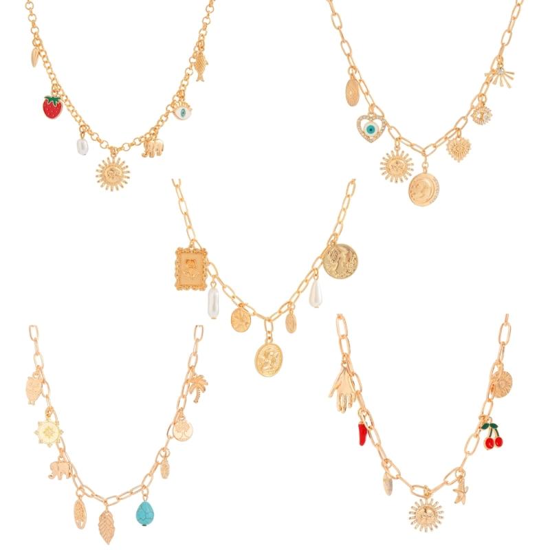 Stylish Gold Crosses Necklace for Women with Seashells Charm Decoration for Beach and Summer Fashion Statement Pieces