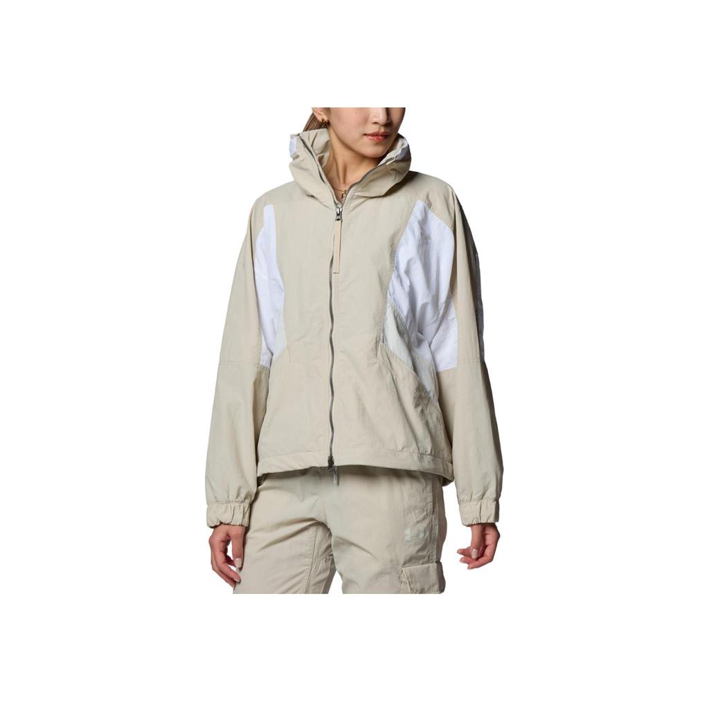 Under Armour Color Block Design Casual Pleated Woven Long Sleeve Vintage Jacket Women jackets Beige 1388065-280