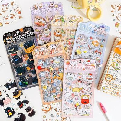 Soft Cute Cat Transparent Waterproof Pet Stickers Diy Hand Account Diary Stickers  Cute Animal Cat Stickers