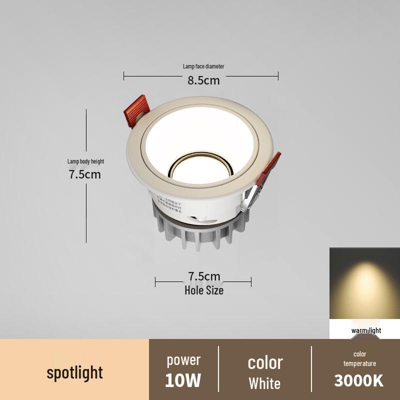 Spot încastrat fără ramă anti-orbire pentru sufragerii și holuri