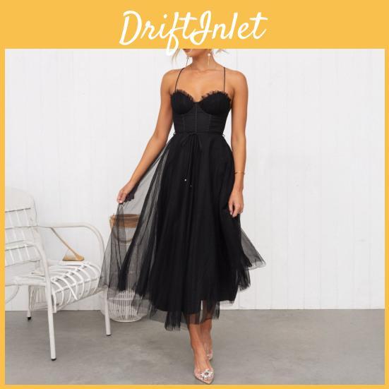 Cocktail Swing Mesh Dress Women Sleeveless Spaghetti Strap A Line Tulle Dress Formal Wedding Guest Dress