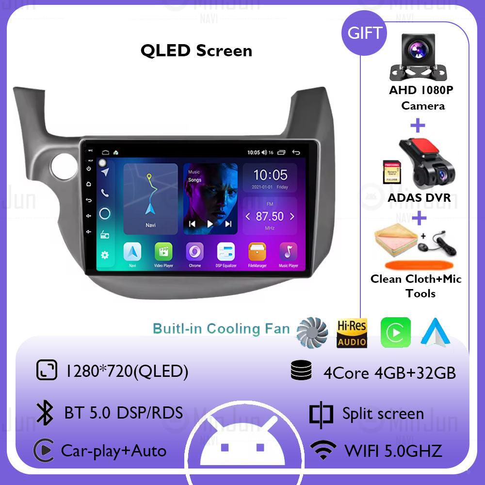 Android 14 Car Radio Stereo For Honda Jazz Fit 2007-2013 Left Hand Drive Multimedia Video Player Carplay Auto GPS Navigation