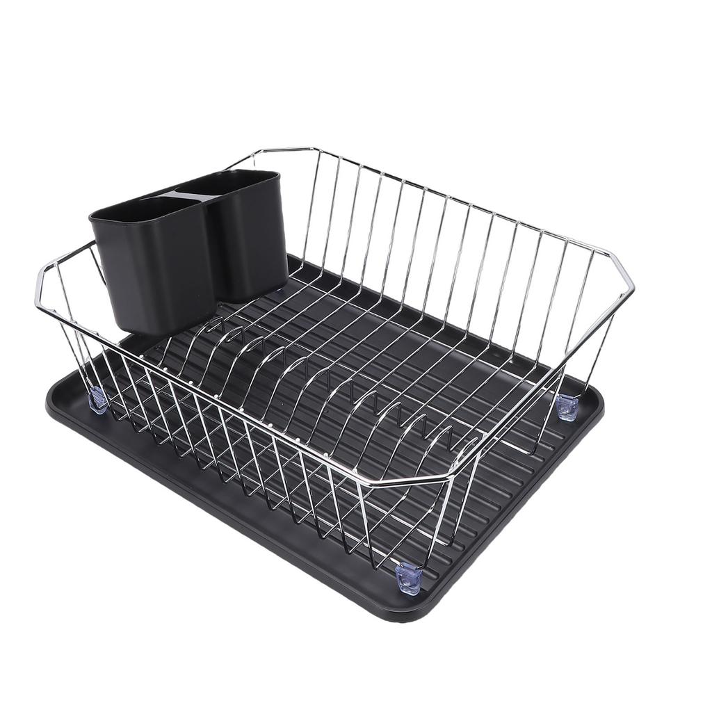 Dish Drying Rack Iron Dish Drainer Rack with Utensil Holder for Kitchen Counter Sink Spoons and Forks