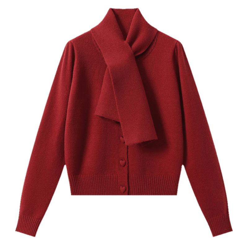 TonLion Women s Cardigan Sweater & Skirt Set with Scarf L