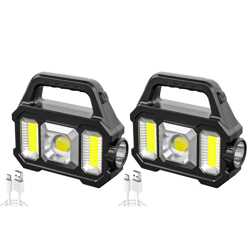 6 Gears Rechargeable Flashlight Waterproof Torch Light Portable Powerful Lantern Solar USB Charging for Outdoor Accessories