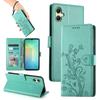 For Samsung Galaxy A06 5G/4G Wallet Case Butterfly Floral Imprint PU Leather Phone Cover with Wrist Strap