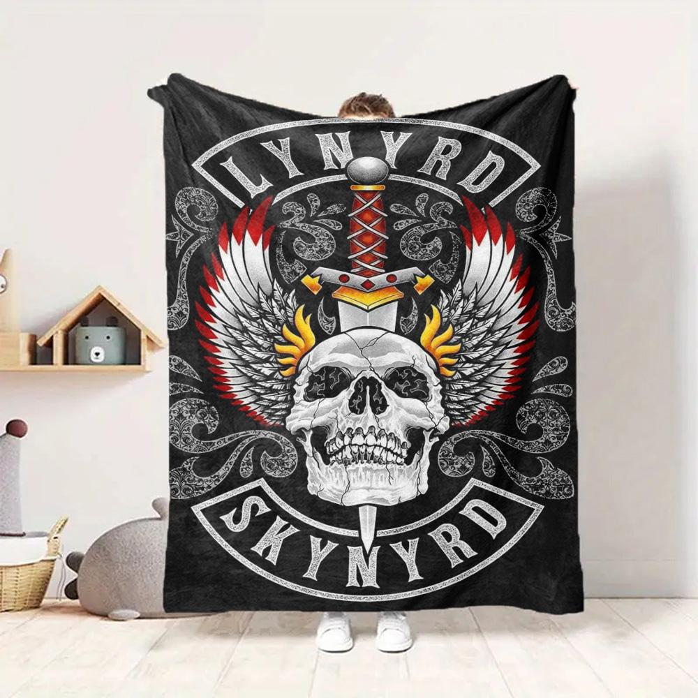 Skull Sword Flannel Blanket Throw Blanket Soft Warm Sofa Bed Camping Car Home Decor Unique Christmas Gift C930338