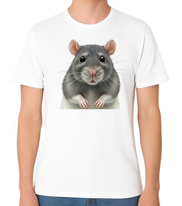 Cute Rat Portrait T-Shirt Funny Rodent Animal Graphic Unisex Tee S разноцветный
