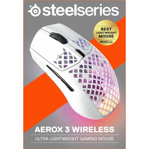 SteelSeries Gaming Mouse Wireless Aerox 3 Snow Wireless Ultra Light TRUEMOVE AIR Sensor Quantum Wireless 2.0 Technology IP54 Standard Waterproof Dustp