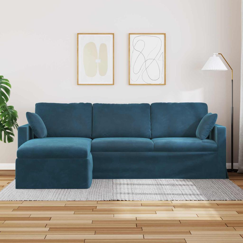 Blue Sofa 228 X 134 X 80 Cm Velvet