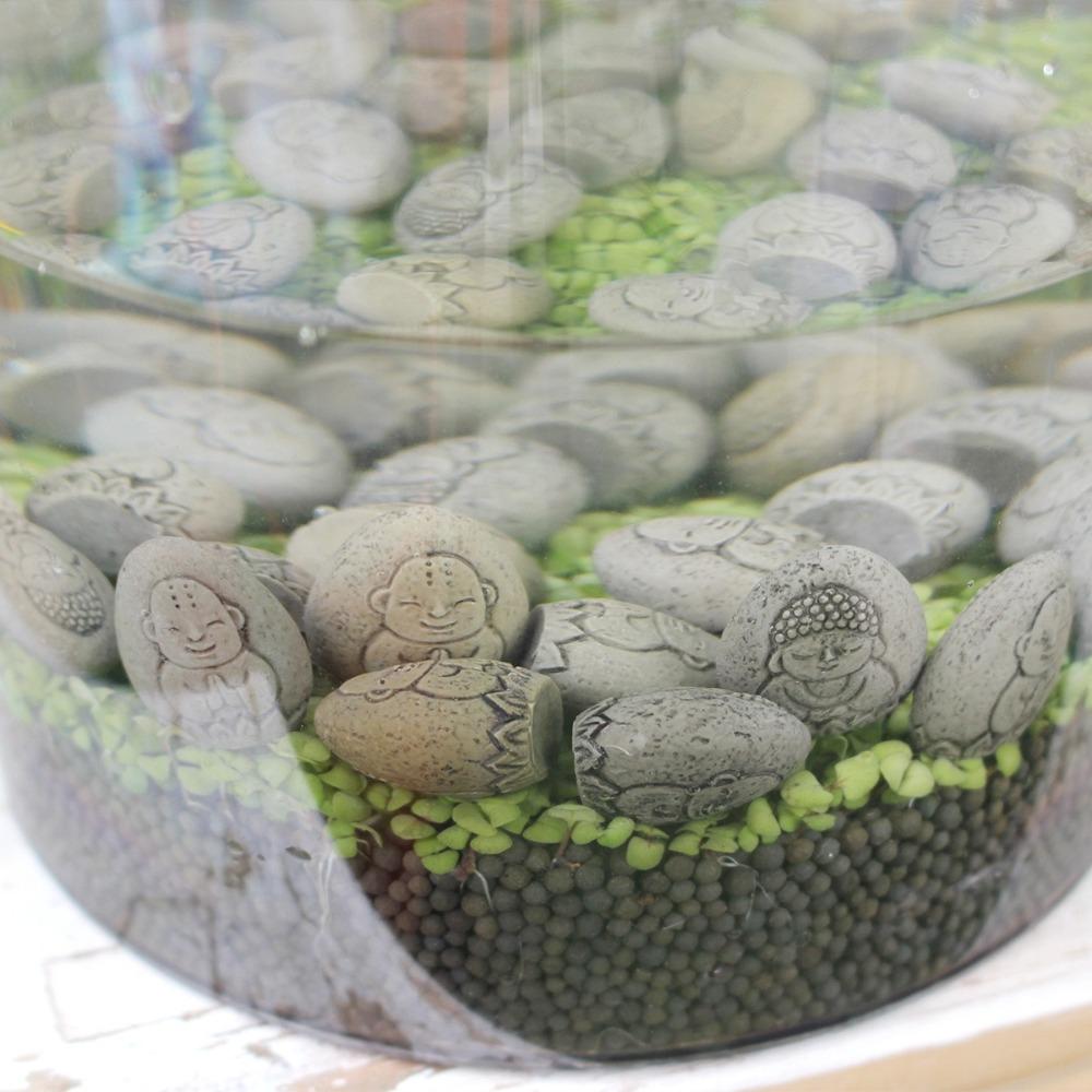 Creative Exquisite Stone Buddha Figurine Handmade Realistic Buddha Ornament Resin Crafts Flower Pot Decor For Terrace Courtyard