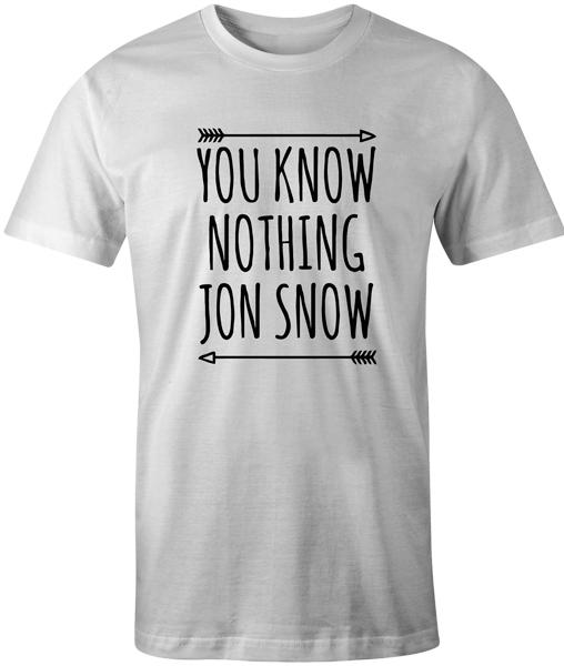 

You Know Nothing Jon Snow Mens T Shirt Game Of Thrones Top Tee 4XL