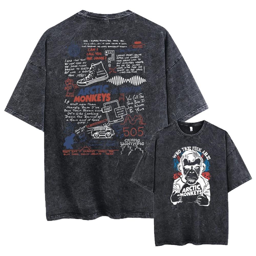 

2026 Arctic Monkeys Music Album Washed Short Sleeved Round Neck Y2k Tshirt Unisex Clothing New in Top & Tees Mens Women T-Shirt Camisetas L