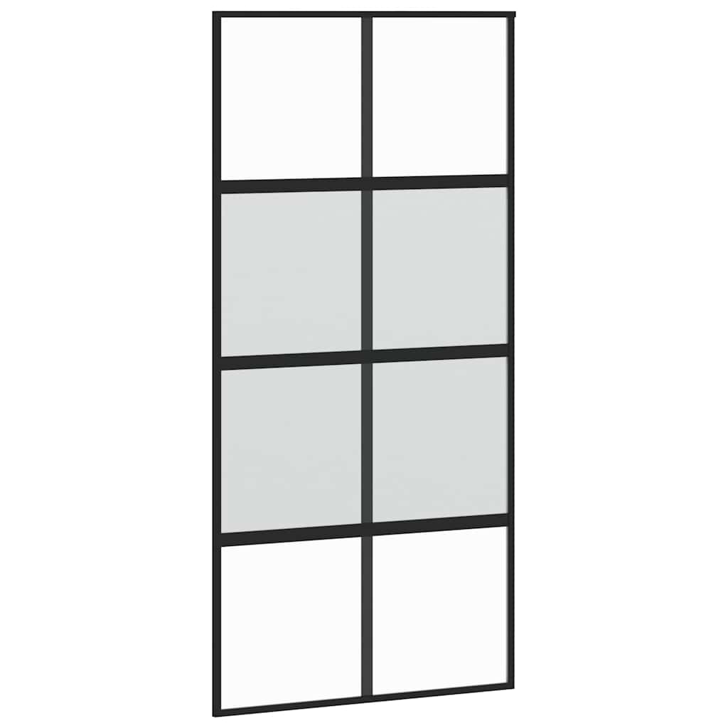 Vidaxl Sliding Door, Black, 102.5X205Cm, Tempered Glass Aluminum