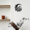 Metal Wall Art Crescent Moon Flowers Leaves Black Nature Design Home Decor Gift