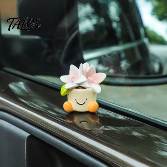Decorative Accessories for Car Interior Cute Mini Flower Pot Figurine, Resin Cartoon Planter Ornament Kawaii Plant Figurine Shelf Dashboard