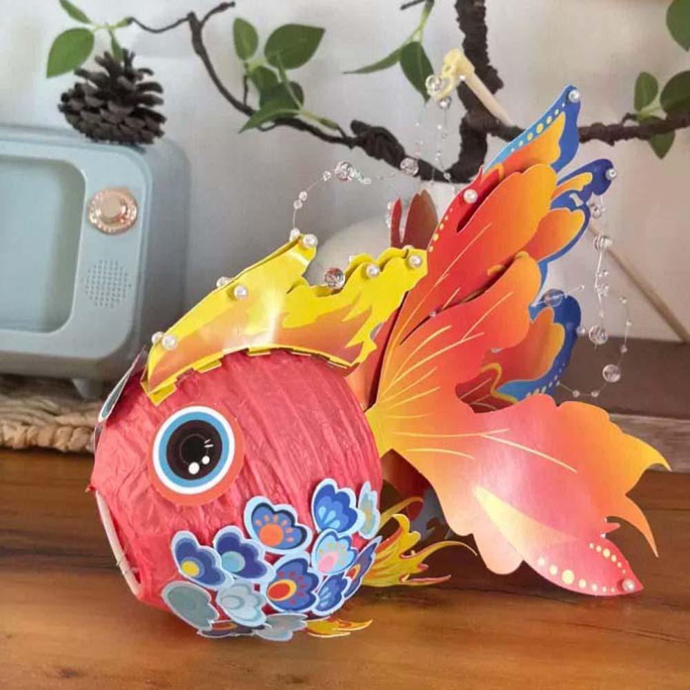 Handliche Kinder-Goldfischlaterne DIY Materialbeutel Koi-Fisch Handgemachte Laterne Kinder