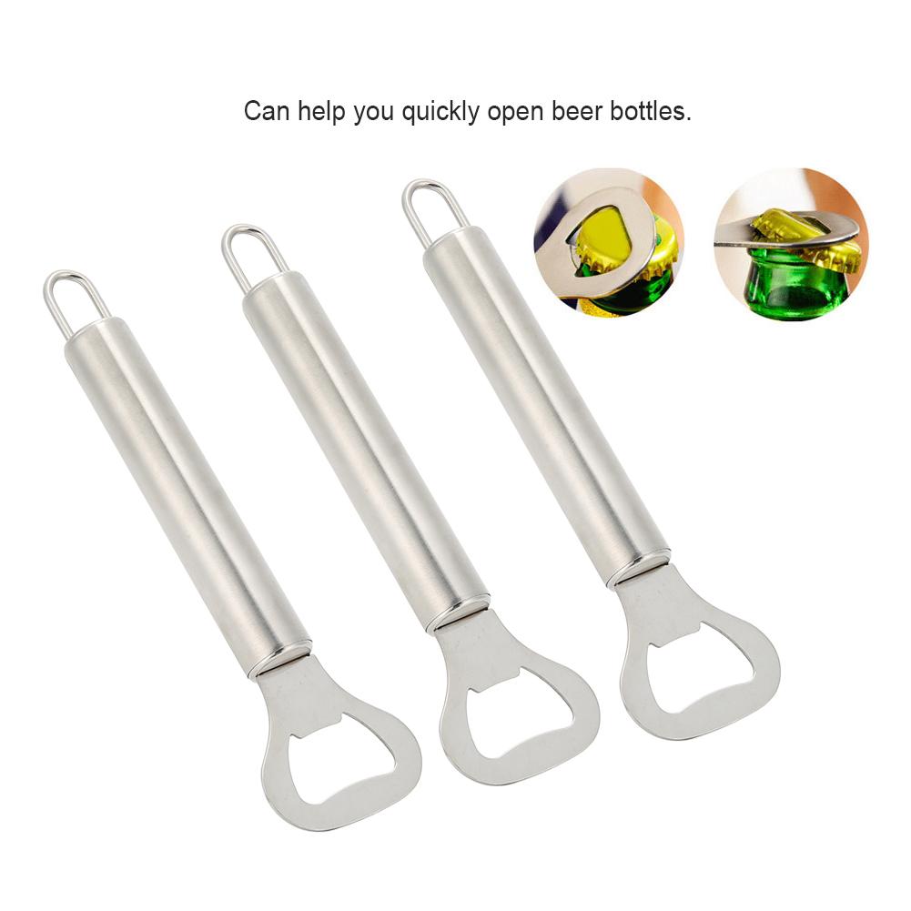 3Pcs Mini Portable Stainless Steel Beer Bottle Opener Manual Bottle Cap Remover For Beer Soda Beverage Bottles Home Kitchen