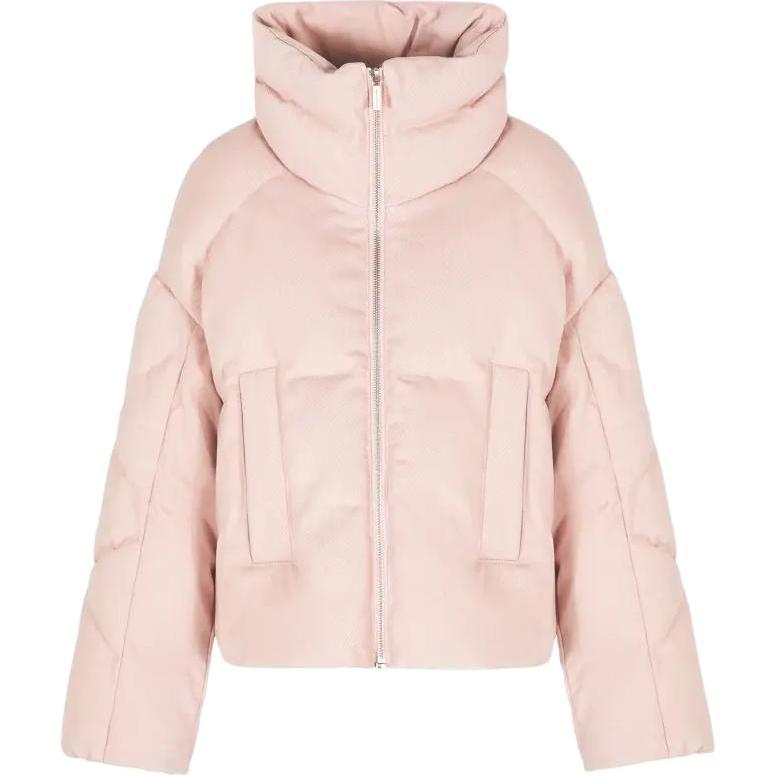 Armani Exchange Stand Collar Zipper Solid Color Long Sleeve Cotton Jacket Women Jackets Pink 6DYB10-Y19DZ-3424