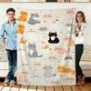 Cute Cartoon Cats Flannel Blanket Soft Cozy Throws Napping Travel Use