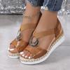 New Sandals Women's Metal Buckle Hemp Rope Wedge Platform Fish Mouth Sandals Women's Plus Size
