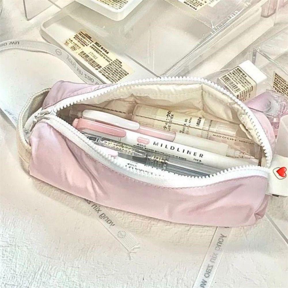 Large Capacity Pencil Bags Cream Color Stationery Storage Bag Aesthetic Pencil Case  for Girls