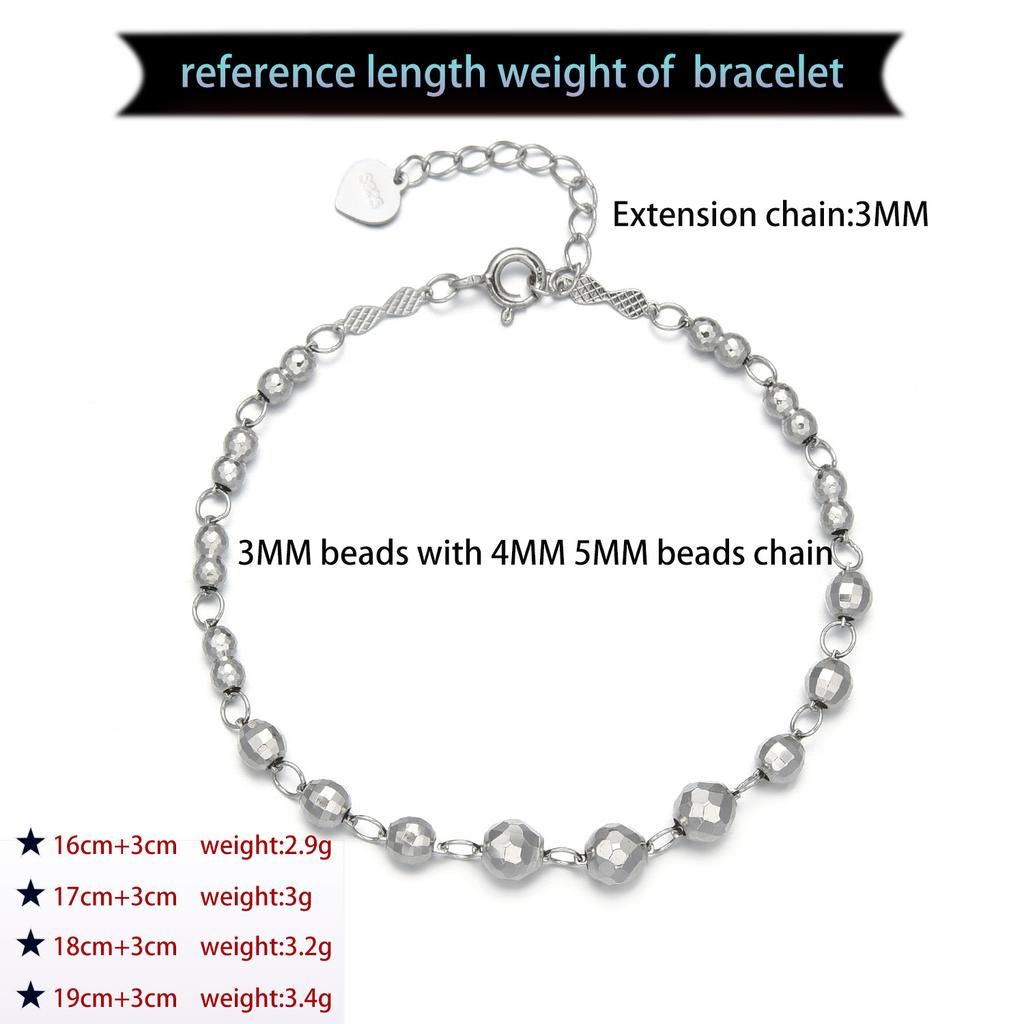 Exquisite 925 Sterling Silver Bead Bracelet Unisex Classic Style with Gold Silver Rhodium Plating