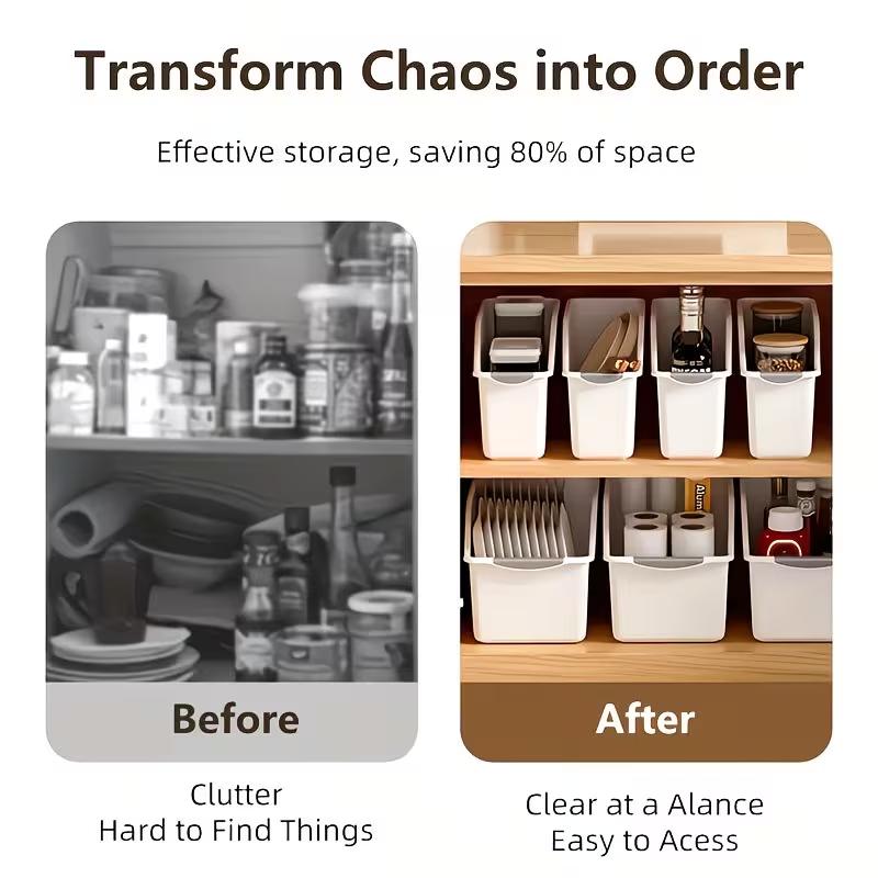 Curved Storage Box Heavy Duty Plastic Organizer Under Sink Cabinet Storage Bins for Kitchen Bathroom Cleaning Supplies Space Saving Container